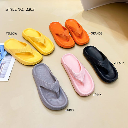 Ciabatte infradito ISABAC in sei varianti colore: giallo, arancione, nero, grigio e rosa. Realizzate in gomma flessibile con soletta leggermente sagomata per un comfort quotidiano. Cinturino a Y resistente e suola antiscivolo adatto sia per interni che per esterni.