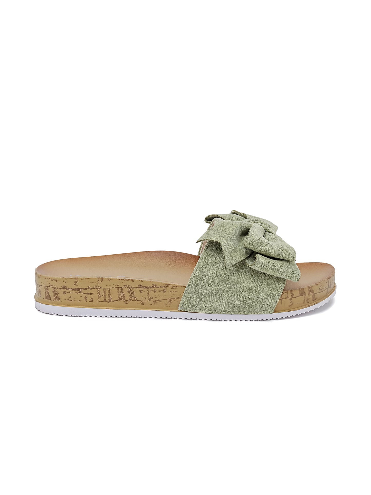 Sandalo slide caratterizzato da un fiocco decorativo in tessuto, suola simile sughero e fondo bianco.

Dettagli prodotto
• Made in China
• Materiali: Vegano (Materiali sintetici)
