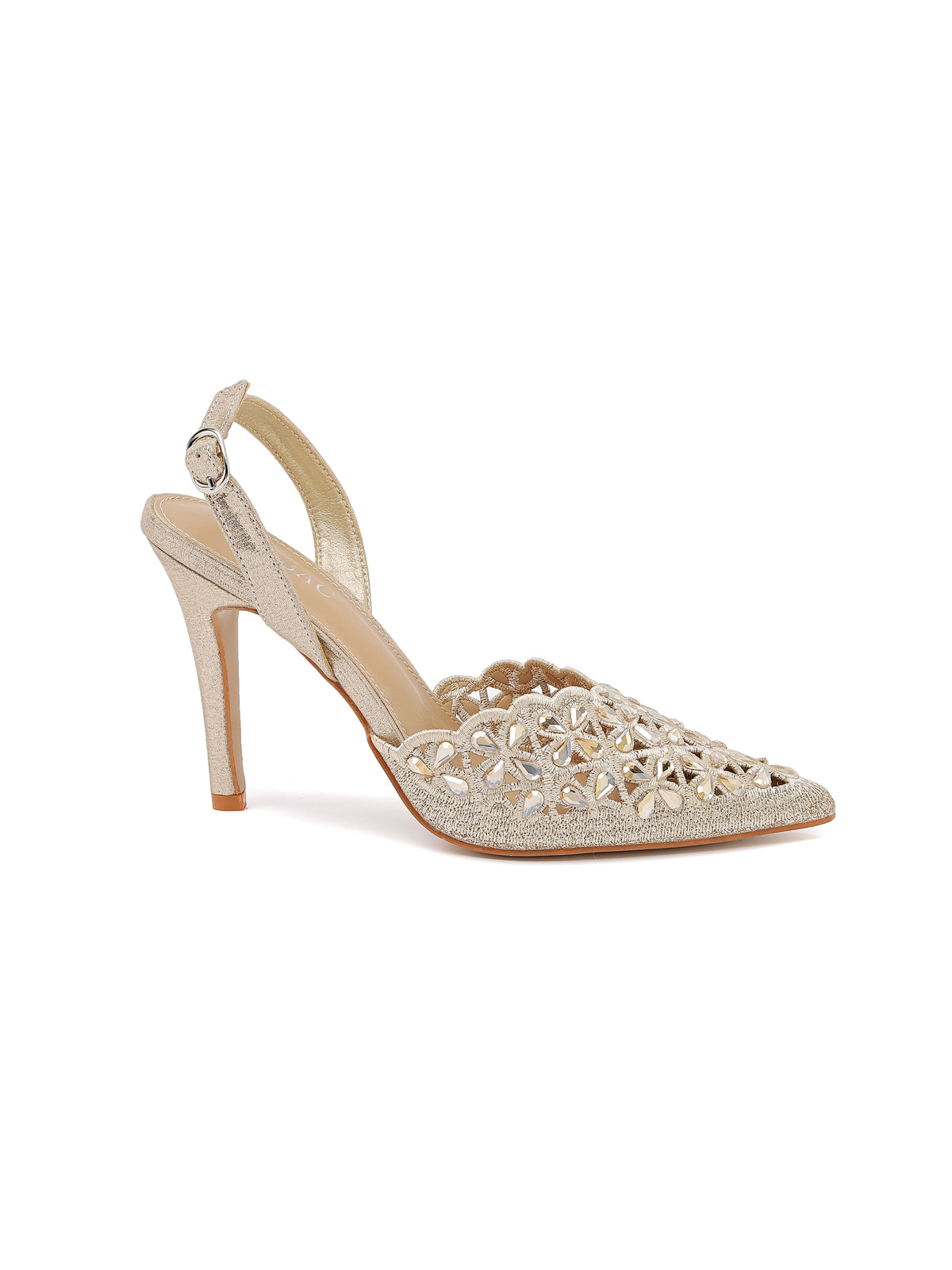Décolleté eleganti ISABAC: Tacco alto, gioielli decorativi sulla tomaia, design con intagli floreali e cinturino alla caviglia.

Altezza tacco: 10 cm
