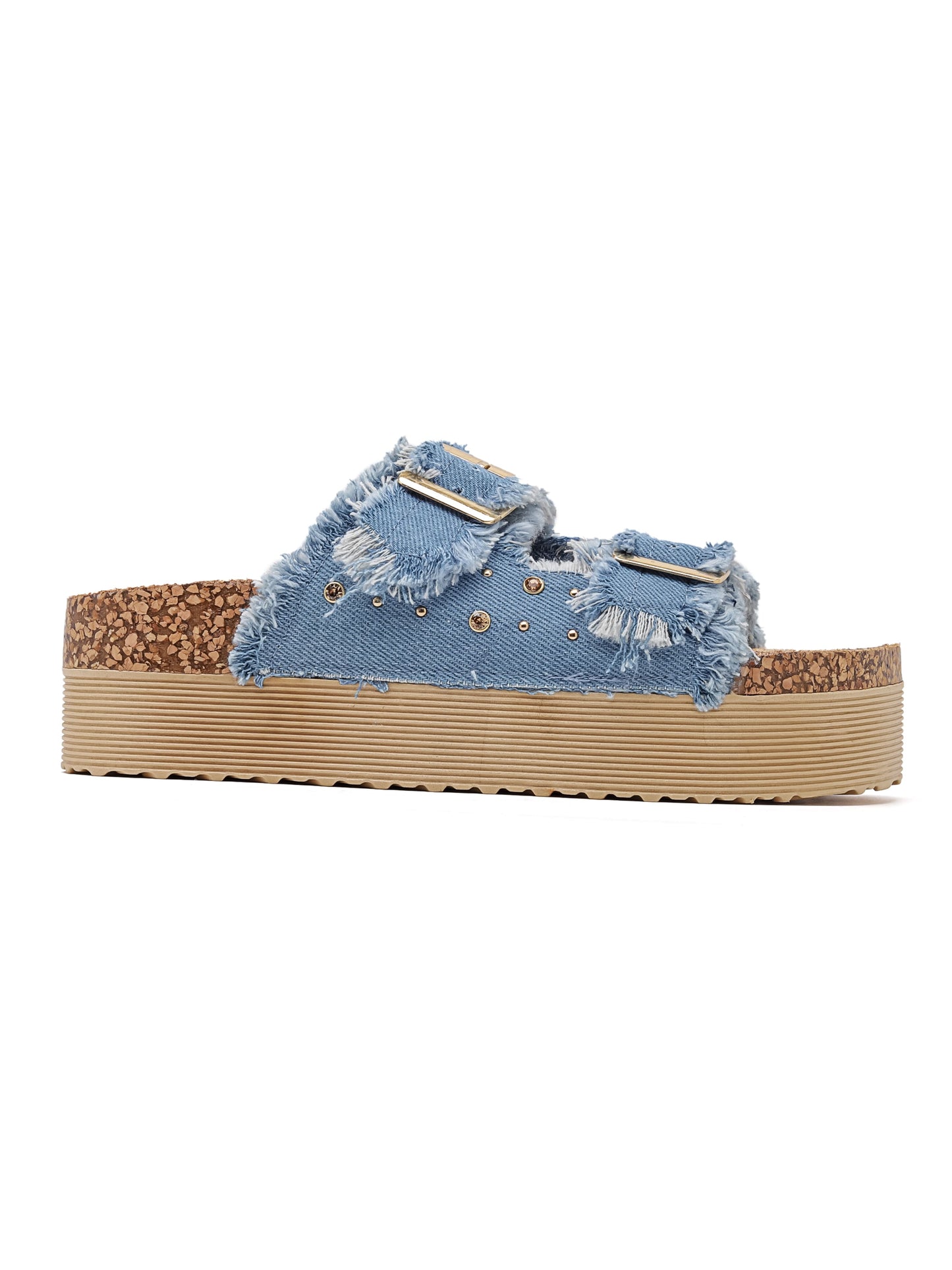 Wedge Slippers - 7086 Light Jeans