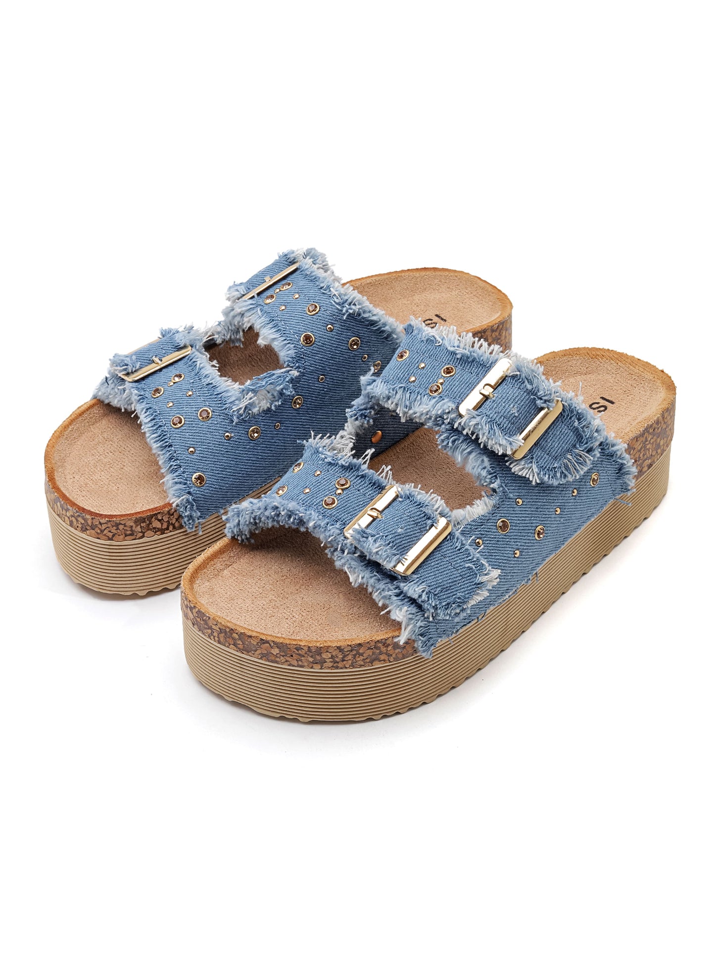 Wedge Slippers - 7086 Light Jeans