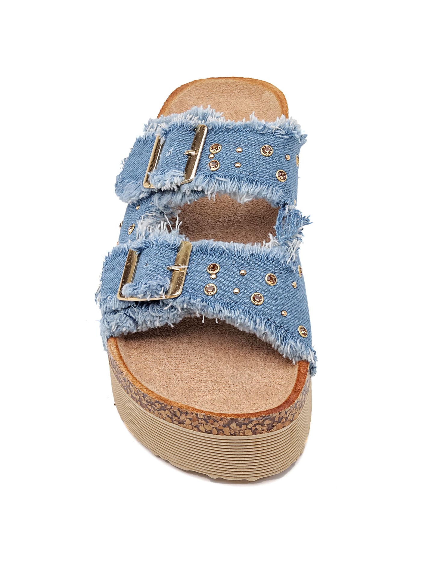 Wedge Slippers - 7086 Light Jeans